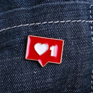 Red white heart social media Instagram cute enamel brooch pin accessories women